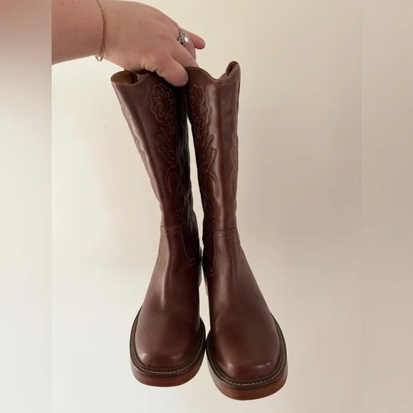 Free People x FRYE Kate Deco Stich Boots, Brown, NWOT, size 8B - Picture 5 of 8